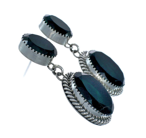 Navajo Emerald Sterling Silver Post Dangle Earrings X10558